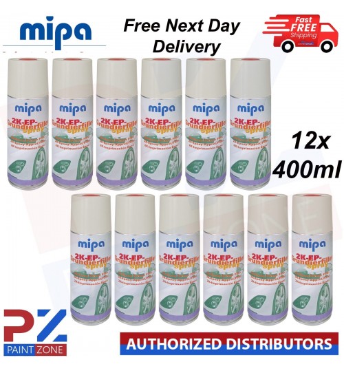 12x MIPA 2K EP Spray BEIGE 2K Epoxy Primer Filler Grundierfiller 400ml Hardener