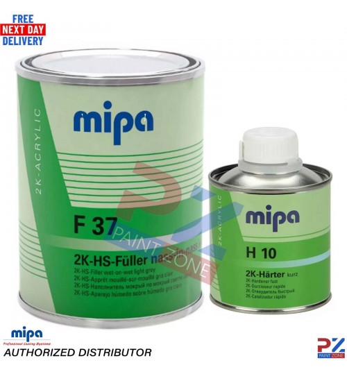 MIPA 2K HS Wet-on-Wet Filler Primer F37 Light Grey With H10 Hardener 1.25L Kit
