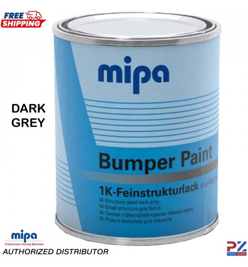 MIPA 1K Dark Grey Bumper Paint 1L Textured Coating Fast Drying Easy Application
