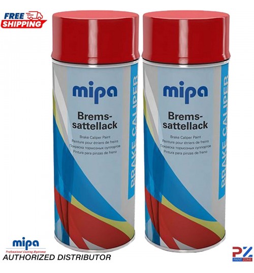 2x Mipa Red Brake Caliper Spray Paint 400ml - High-Temperature Coating