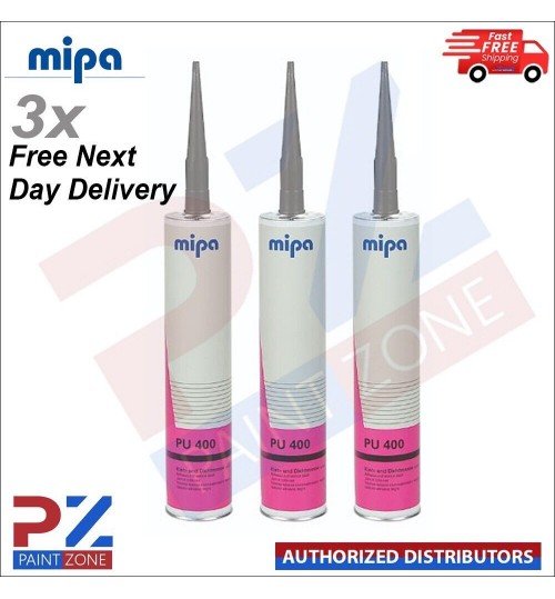 3x MIPA PU 400 Seam Sealer 310ml Grey Cartridge Polyurethane Adhesive Sealant