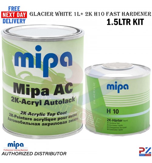 Mipa 2K Acrylic Paint – Glacier White 1L + Fast Hardener H10 500ml Set