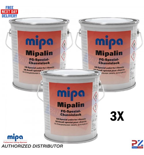 3x MIPA RAL 9005 Mipaline 1K Black Paint – 5L Chassis & Frame Coating