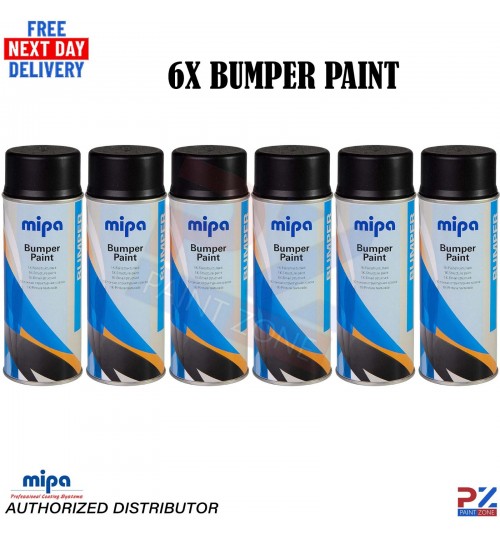 MIPA Plastic Topcoat 400ml – 6x Cans Black Bumper Aerosol Coating