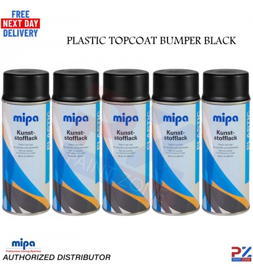 5x MIPA Plastic Topcoat Black Bumper Spray Paint – 400ml Aerosol Kunststofflack
