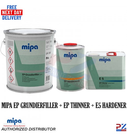 Mipa 2K Epoxy Primer 5L + E5 Extra Fast Hardener 2.5L + 1L EP Thinner Kit