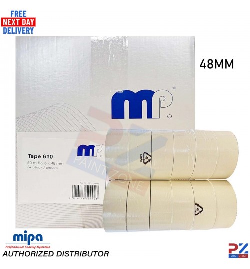Mipa MP610 Masking Tape – High Temp – 48mm x 50m – 24 Rolls for Automotive Use
