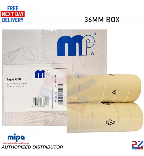 Mipa MP610 Pro Masking Tape – 36mm x 50m – 24 Roll Box – High Temperature