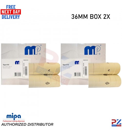 2x Mipa MP610 Pro Masking Tape – 36mm x 50m – 24 Roll Box – High Temperature