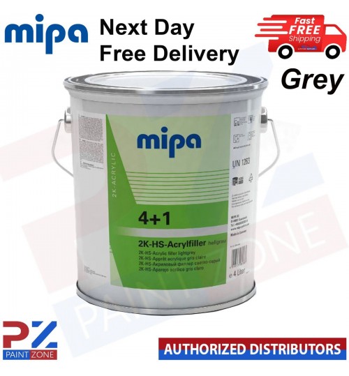 MIPA 4+1 ACRY FILLER HIGH BUILD 2K PRIMER 4L - GREY *FREE NEXT DAY DELIVERY*