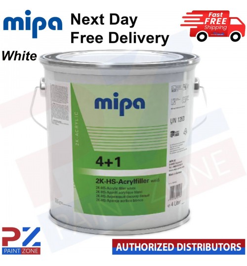 MIPA 4+1 ACRY FILLER HIGH BUILD 2K PRIMER 4L - WHITE *FREE NEXT DAY DELIVERY*