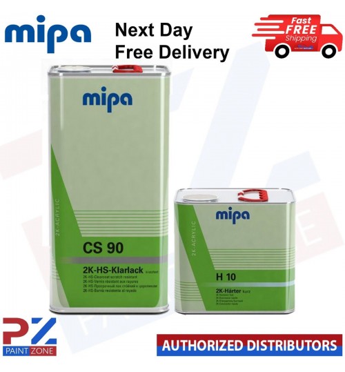 MIPA CS90 2K HS ACRYLIC CLEAR COAT/ LACQUER 5L + H10 FAST HARDENER 7.5LTR KIT