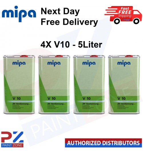 4 X MIPA 271150000 V10 FAST 2K THINNER REDUCER 5LTR - Next Day Free Delivery