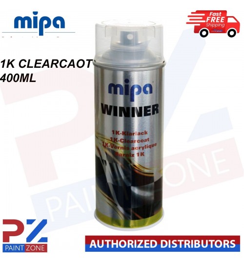 MIPA WINNER GLOSSY BRILLIANT 1K CLEARCOAT CLEAR LACQUER AEROSOL SPRAY - 400ML