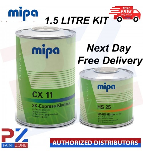 MIPA CX11 EXPRESS KLARLACK CLEARCOAT LACQUER WITH HS25 HARDENER - 1.5LTR KIT