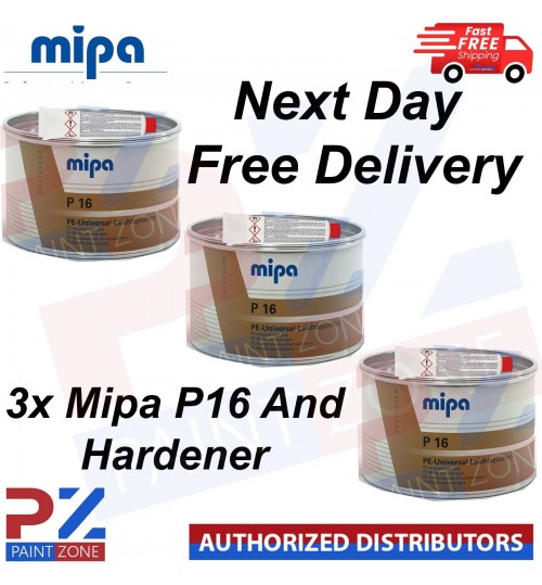 3X MIPA P16 PE UNIVERSAL LEICHTSPACHTEL LIGHT WITH HARDENER FINE CAR BODY FILLER