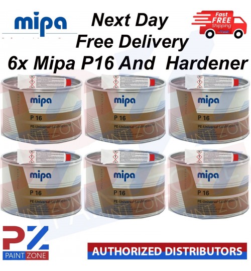 6X MIPA P16 PE UNIVERSAL LEICHTSPACHTEL LIGHT WITH HARDENER FINE CAR BODY FILLER