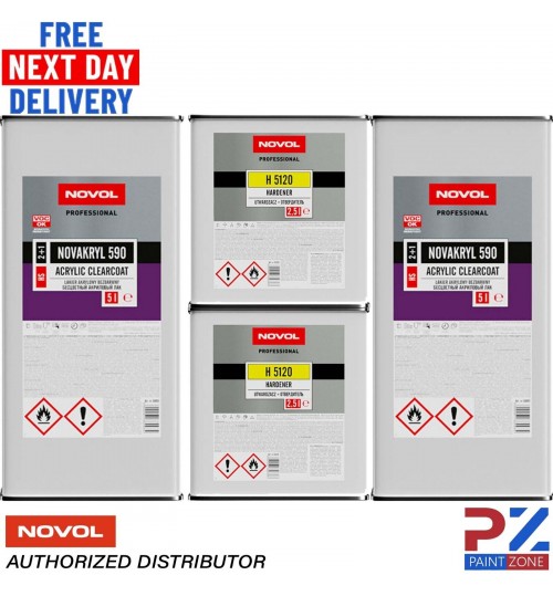 2X NOVOL NOVAKRYL 590 LACQUER + H5120 FAST HARDENER 7.5L KIT NEXT DAY DELIVERY