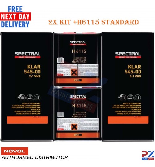 2X Spectral Klar 545-00 VHS Lacquer with H6115 Standard Hardener Novol 7.5L Kit