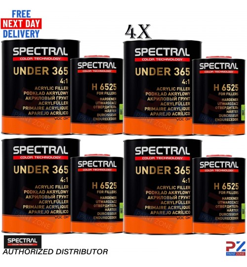 4X Novol 3.5L Spectral 365 P1 White Primer + H6525 Hardener 4:1 Ratio