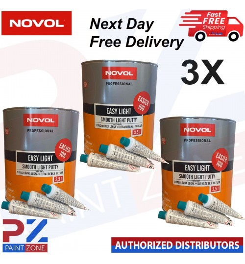3X NOVOL Professional Easy light Smooth Light Putty Car Finishing 10.5 LITRE KIT