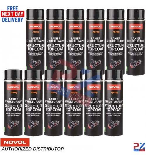 12x NOVOL Black Structure Topcoat 500ml – Textured Paint for Auto Trim & Bumper