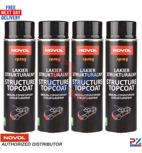 4x NOVOL Black Structure Topcoat 500ml – Textured Paint for Auto Trim & Bumper