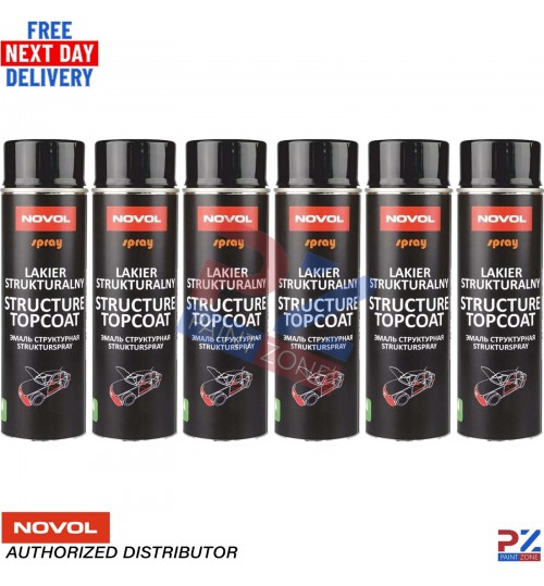 6x NOVOL Black Structure Topcoat 500ml – Textured Paint for Auto Trim & Bumper