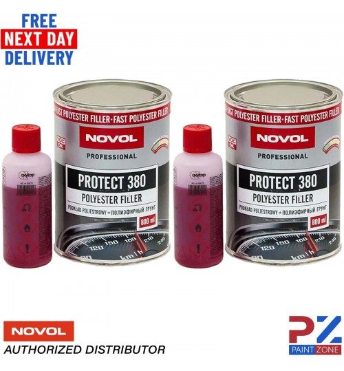 2X NOVOL PROTECT 380 POLYESTER SPRAY FILLER PRIMER KIT WITH 0.8L HARDENER