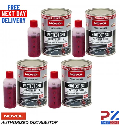 4X NOVOL PROTECT 380 POLYESTER SPRAY FILLER PRIMER KIT WITH 0.8L HARDENER