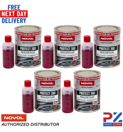 5X NOVOL PROTECT 380 POLYESTER SPRAY FILLER PRIMER KIT WITH 0.8L HARDENER