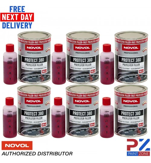 6X NOVOL PROTECT 380 POLYESTER SPRAY FILLER PRIMER KIT WITH 0.8L HARDENER