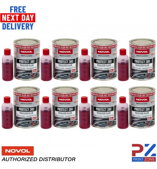 8X NOVOL PROTECT 380 POLYESTER SPRAY FILLER PRIMER KIT WITH 0.8L HARDENER