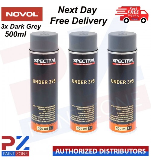 3 x NOVOL - SPECTRAL UNDER 395 EPOXY PRIMER AEROSOL 500ML - DARK GREY