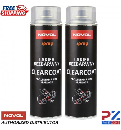 2 X NOVOL HIGH GLOSS 1K FAST DRYING CLEARCOAT SPRAY LACQUER AEROSOL 500ML