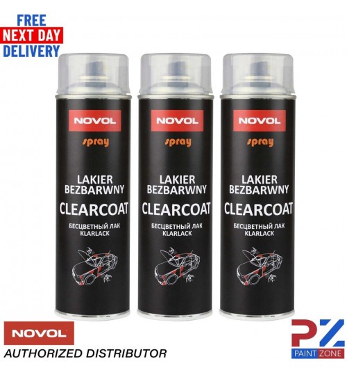 3 X NOVOL LAKIER BEZBARWNY CLEARCOAT SPRAY 1K FAST DRYING LACQUER AEROSOL 500ML