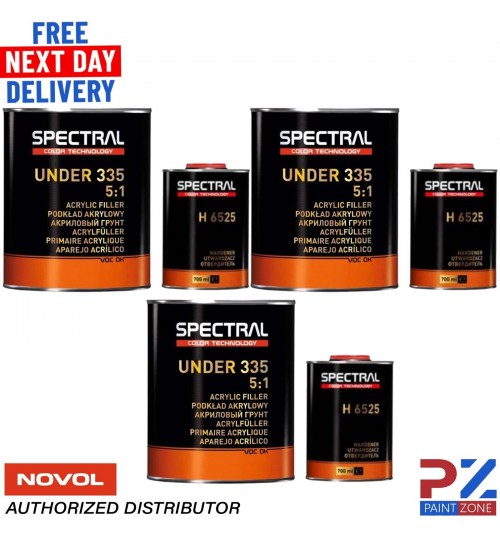 3x NOVOL SPECTRAL UNDER 335 5:1 ACRYLIC FILLER PRIMER & H6525 KIT 4.2L - P3 GREY