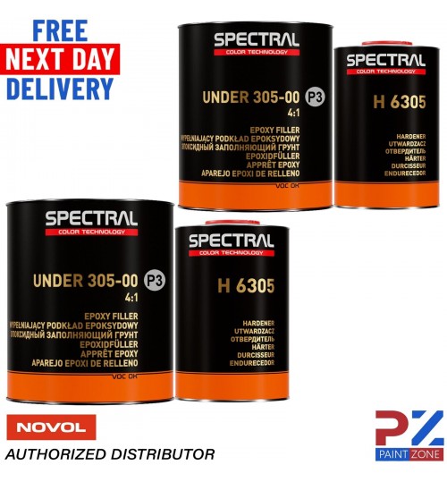 2 x Novol Spectral UNDER 305-00 P3 GREY EPOXY FILLER with H 6305 3.5L KIT