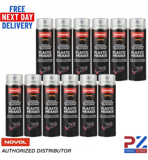 12x NOVOL PLASTIC PRIMER AEROSOL BUMPER ADHESION PROMOTER 500ML