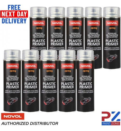 10x NOVOL PLASTIC PRIMER AEROSOL BUMPER ADHESION PROMOTER 500ML