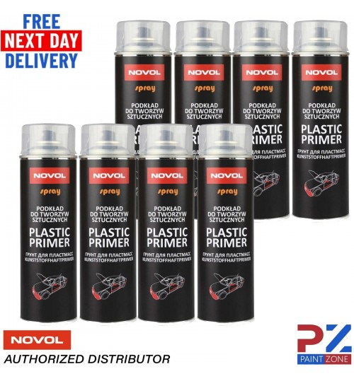 8x NOVOL PLASTIC PRIMER AEROSOL BUMPER ADHESION PROMOTER 500ML