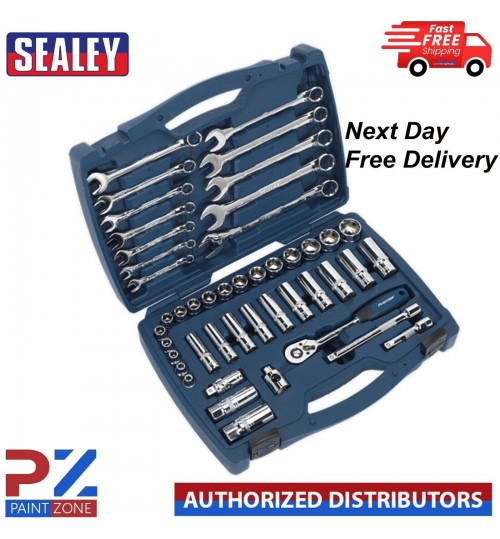 Sealey AK8996 46pc 3/8"Sq Drive Socket and Spanner Set WallDrive® - Metric
