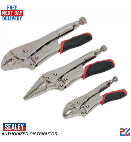 Sealey AK6863 3pc Quick Release Locking Plier Kit - Precision Grip Tools