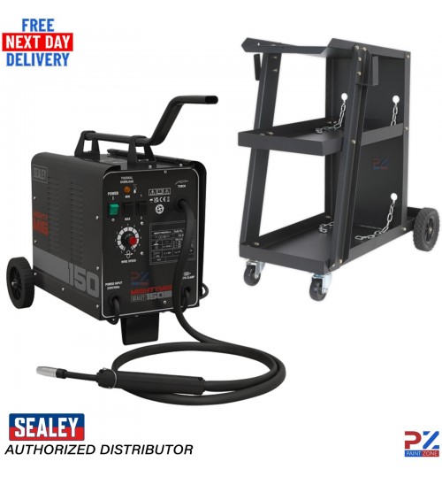 Sealey MIGHTYMIG150 150A Gas/Gasless MIG Welder 230V + BTR4 Welding Trolley